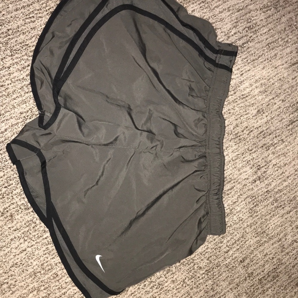 Gray and black nike shorts